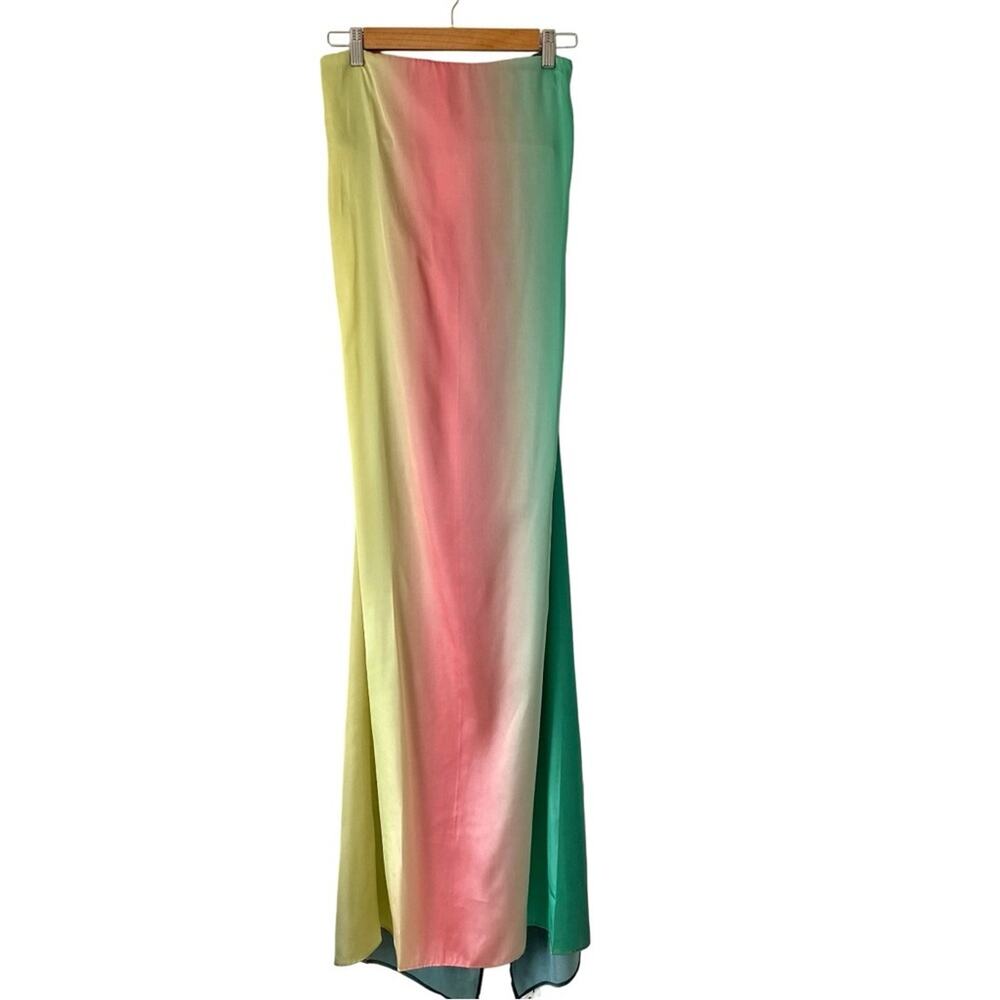 Baobob NWTs Gianni Leaves Strapless Maxi Dress size small Green Yellow Flawed - Picture 3 of 10